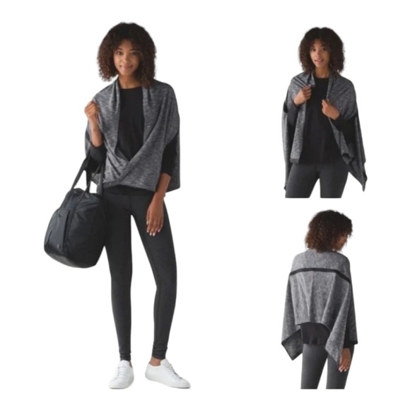 Lululemon Vinyasa Workout Yoga Wrap Scarf In SJRL/BLK Abstract Black NWT - Picture 3 of 10